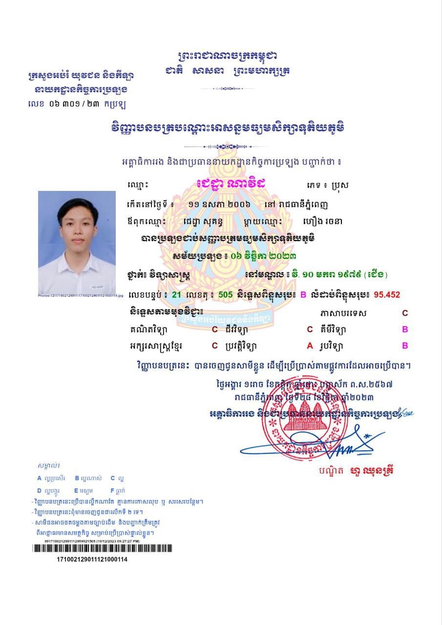 High School Graduated Certificate